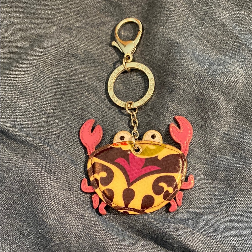 Vera Bradley Crab Keychain in Purple and Cream